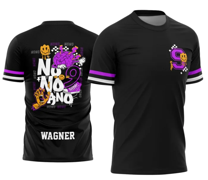 Camiseta unissex preta com logo no peito e estampa grande nas costas no tema Formandos Nono Ano Graffiti, perfeita para marcar a formatura com estilo urbano e jovem.