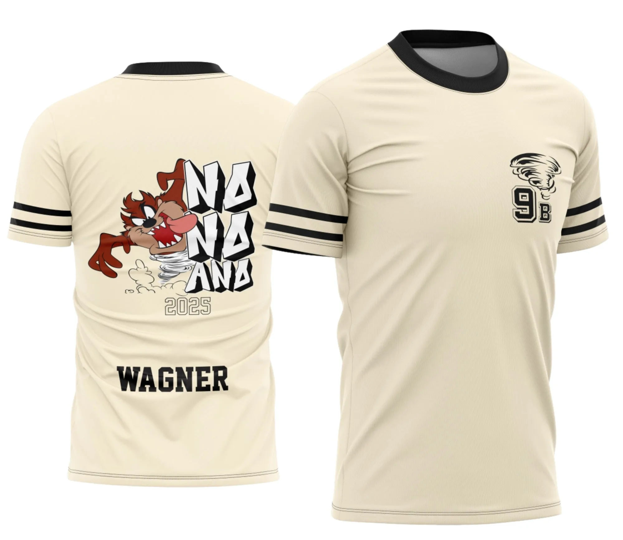 Camiseta unissex preta com logo no peito e estampa grande nas costas inspirada em Formandos Nono Ano Graffite Taz Mania, estilo urbano e despojado para jovens