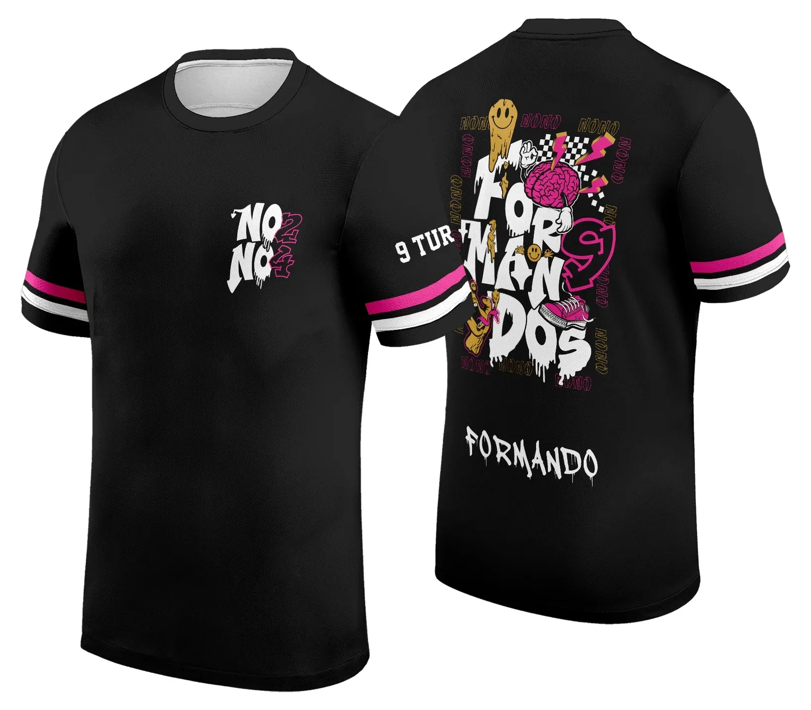 Camiseta unissex preta com logo no peito e estampa grande nas costas, tema Camisa Formandos Nono Ano 2026 Graffit Tênis, ideal para celebrar a turma com estilo urbano e esportivo.
