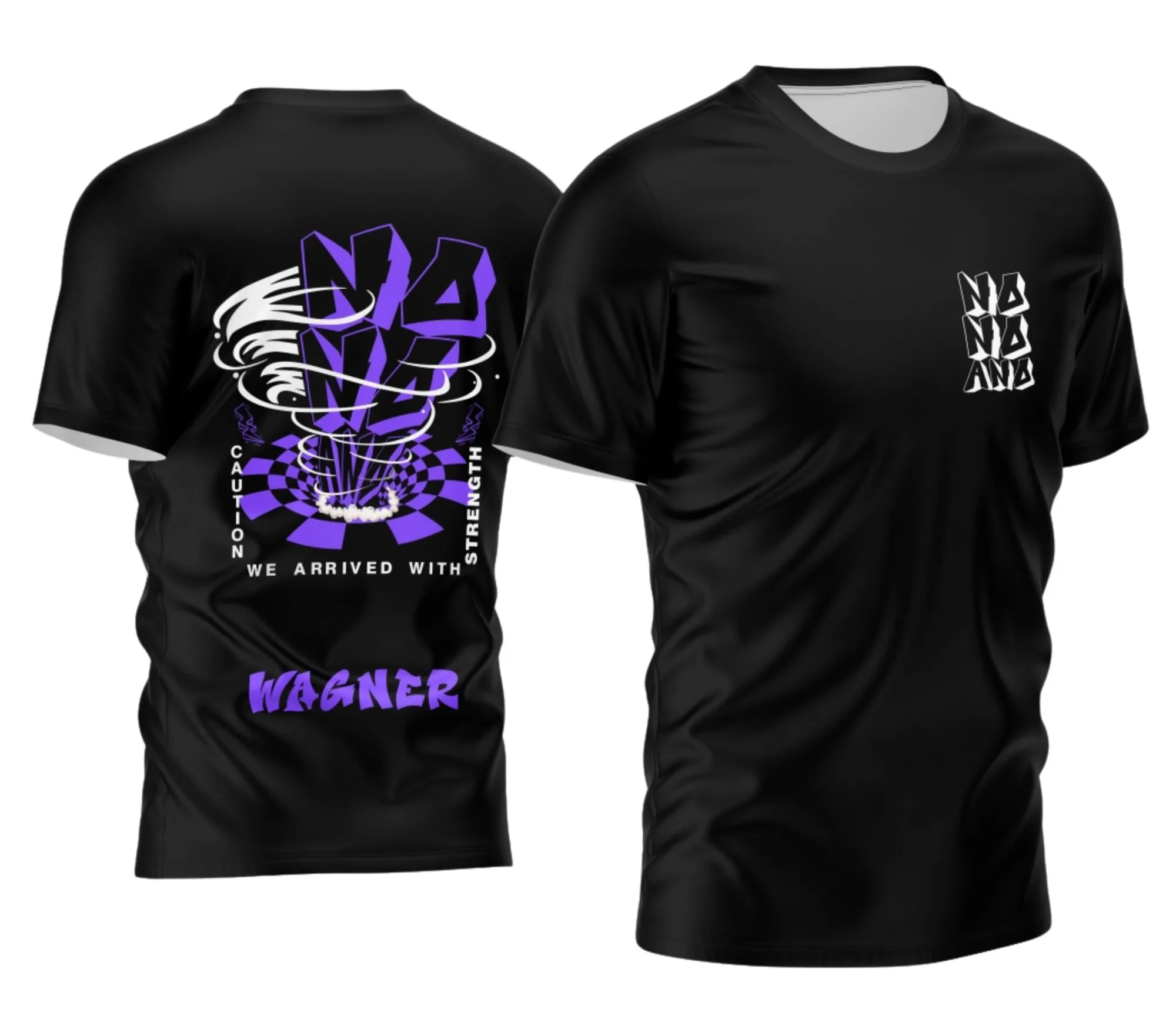 Camiseta unissex preta com logo no peito e estampa grande nas costas tema Camisa Nono Ano Furacão 2026, estilo jovem e despojado para uso casual ou evento escolar