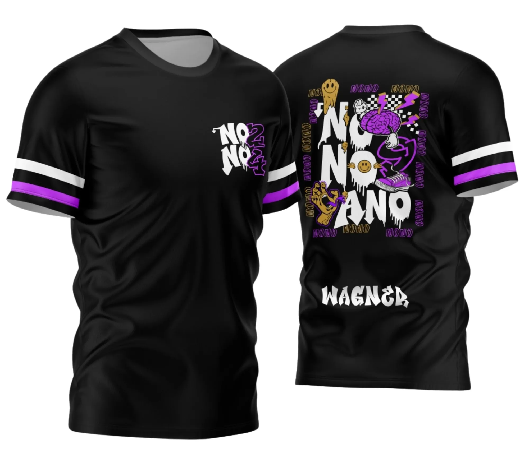 Camiseta unissex preta com logo no peito e estampa grande nas costas, tema formandos nono ano 2026 estilo graffit, ideal para eventos escolares e celebrações.