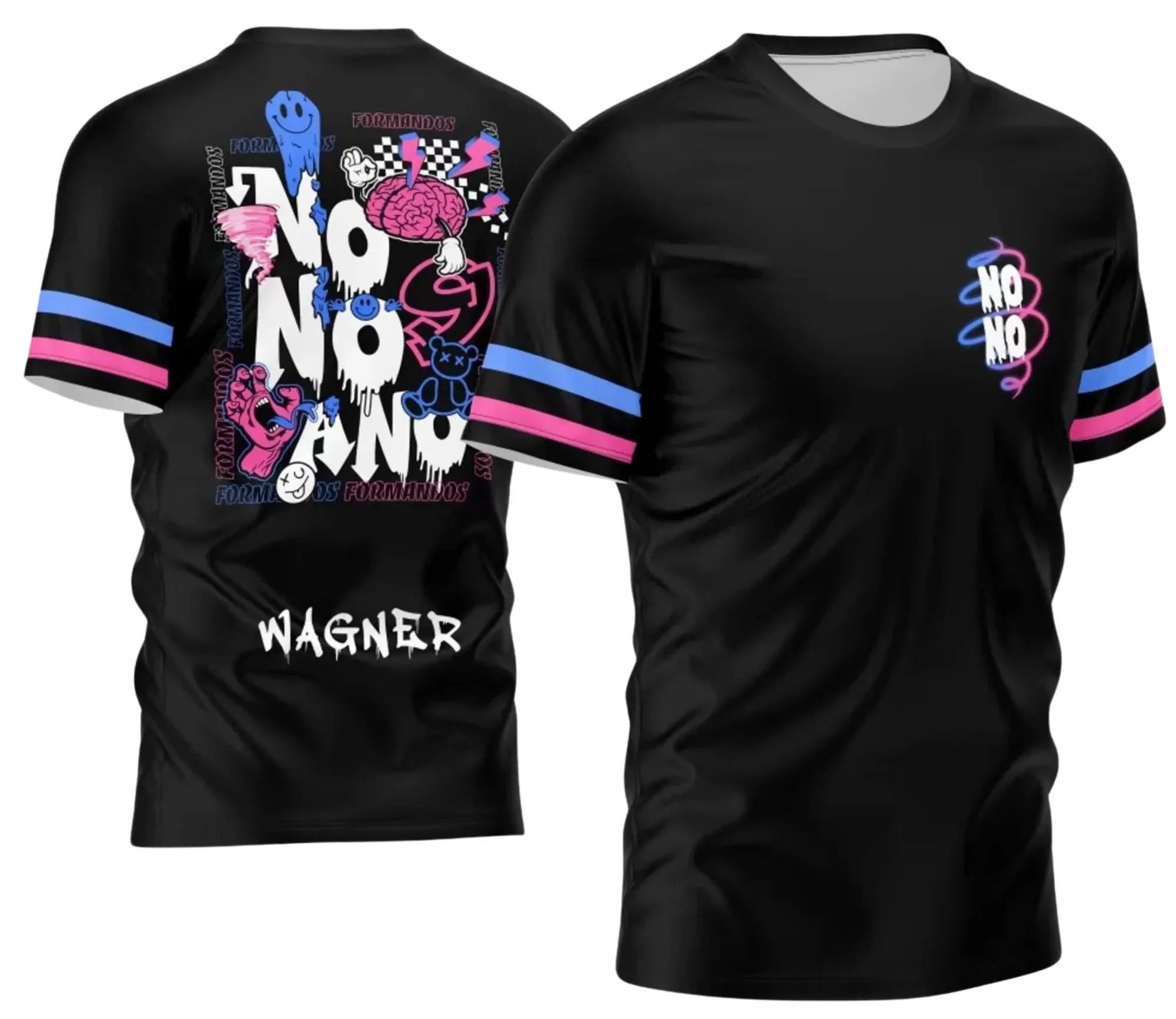 Camiseta unissex com logo no peito e estampa grande nas costas da camisa Nono Ano 2026 modelo 4, cor preta, design moderno e jovem para estudantes.