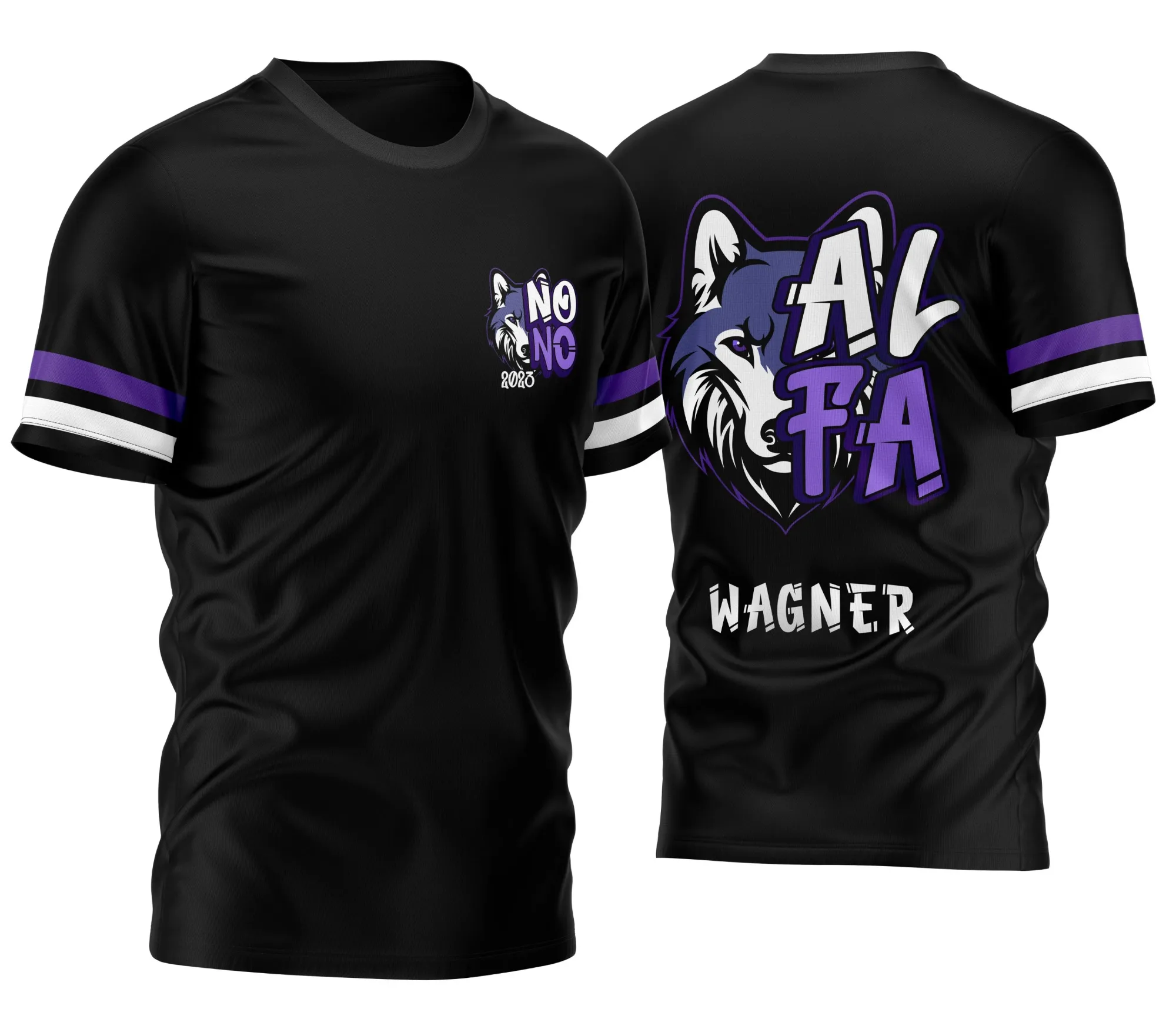 Foto da camiseta unissex preta com logo no peito e estampa grande nas costas celebrando os formandos do Nono Ano ALFA 2026, design moderno para estudantes felizes e orgulhosos.