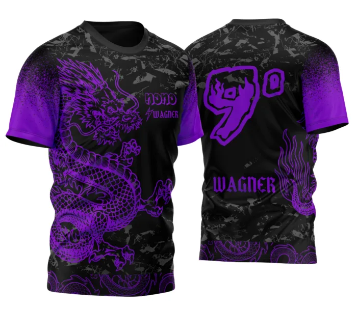 Arte Camisa Nono Ano 2026 Dragão Japonês Partículas Roxa