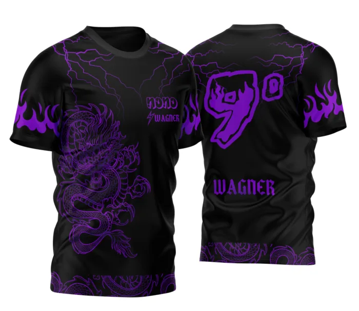 Arte Camisa Nono Ano Dragão Japonês Raios 2026 Roxa Exclusiva