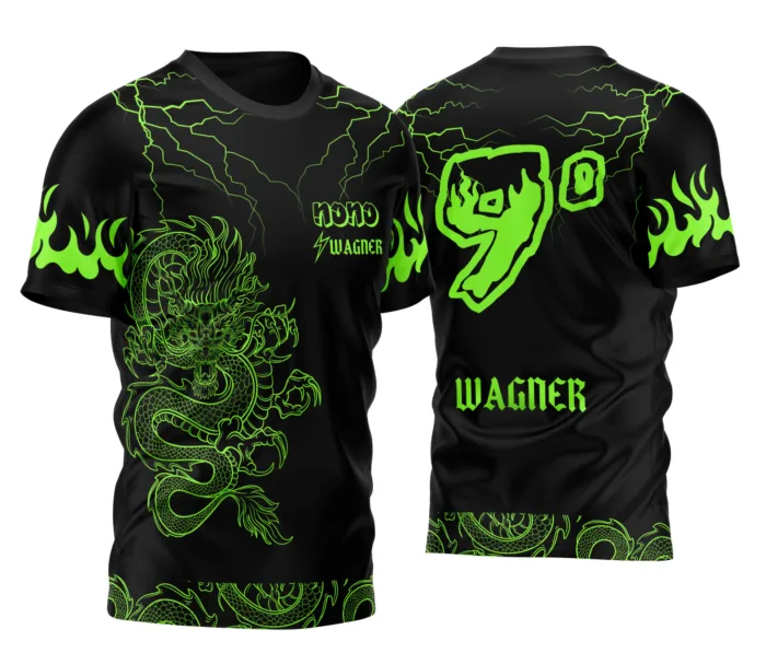 Arte Camisa Nono Ano Dragão Japonês Raios 2026 Verde Unissex