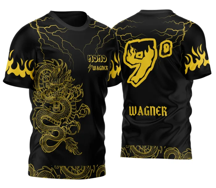 Arte Camisa Nono Ano Dragão Japonês Raios 2026 Amarelo Exclusiva