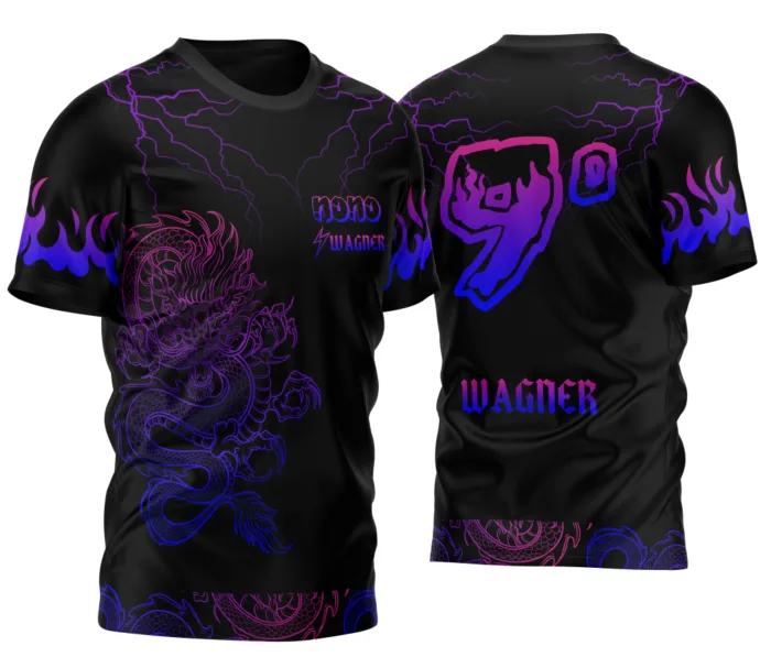 Arte Camisa Nono Ano Dragão Japonês Raios 2026 Degrade Exclusiva
