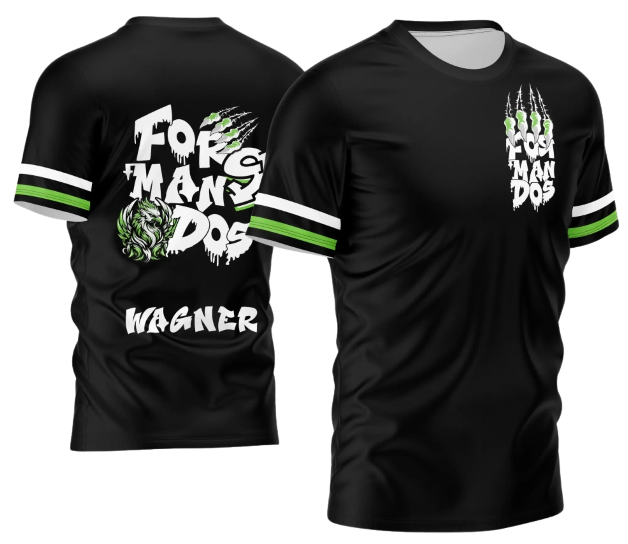 Camiseta unissex preta com logo no peito e estampa grande nas costas, tema Camisa Formandos Fênix Cores 2026 Modelo 4, perfeita para celebrar a formatura com estilo e cores vibrantes.