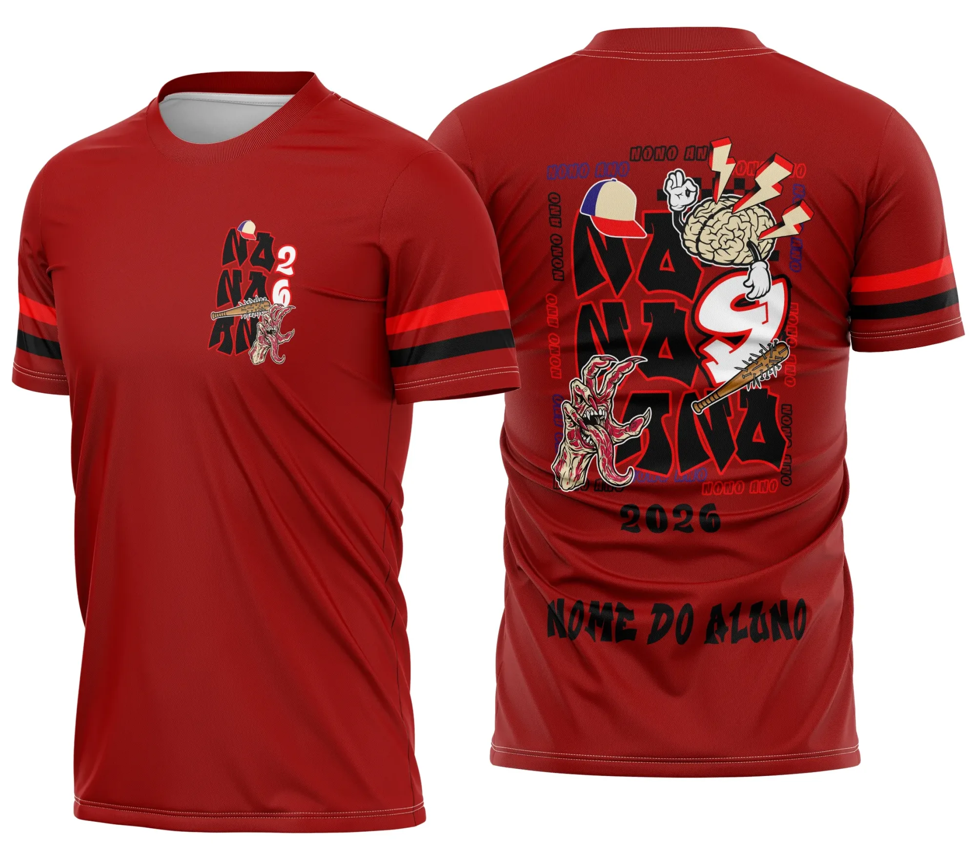 Camiseta unissex preta com logo no peito e estampa grande nas costas do personagem Vecna de Stranger Things, modelo 2, ideal para fãs da série em visual moderno.