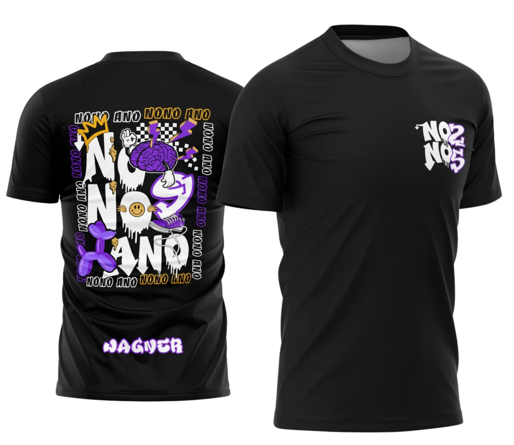 Camiseta preta unissex com logo no peito e estampa grande nas costas mostrando Dog Bexiga do Nono Ano, estilo moderno e despojado, ideal para uso casual e eventos escolares.